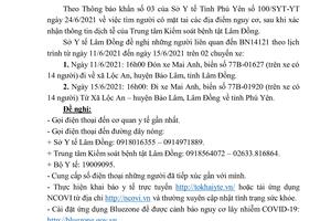 Thông báo khẩn Số 2 - Sở Y tế Lâm Đồng