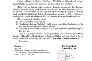 GỬI HỒ SƠ CHỨNG MINH NĂNG LỰC KINH NGHIỆM THỰC HIỆN THẨM ĐỊNH GIÁ DANH MỤC GÓI THẦU BỒI DƯỠNG ĐỘC HẠI BẰNG HIỆN VẬT CHO VCNLĐ NĂM 2024