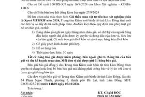 THÔNG BÁO GỬI HỒ SƠ CHÀO GIÁ GÓI THẦU MUA VẬT TƯ TIÊU HAO XÉT NGHIỆM PHÂN TỬ XPERT MTB/RIF NĂM 2024