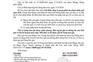 THÔNG BÁO GỬI HỒ SƠ CHÀO GIÁ GÓI THẦU CHỤP XQUANG PHỔI CHO PHẠM NHÂN MỚI NĂM 2024