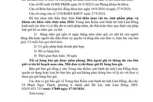 THÔNG BÁO GIA HẠN GỬI HỒ SƠ CHÀO GIÁ GÓI THẦU MUA VẬT TƯ, SINH PHẨM PHỤC VỤ KHÁM SỨC KHỎE VIÊN CHỨC NĂM 2024