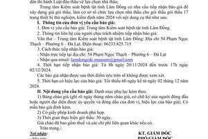 THÔNG BÁO GIA HẠN GỬI BẢNG BÁO GIÁ GÓI THẦU 17 TRANG THIẾT BỊ THỬ NGHIỆM, KIỂM ĐỊNH NĂM 2024