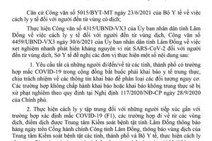 CÁCH LY Y TẾ ĐỒI VỚI NGƯỜI ĐẾN TỪ VÙNG CÓ DỊCH