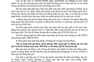 Hồ sơ chào giá Gói thầu mua hóa chất vận hành hệ thống xử lý nước thải tại Cơ sở chính Trung tâm Kiểm soát bệnh tật tỉnh Lâm Đồng  năm 2025