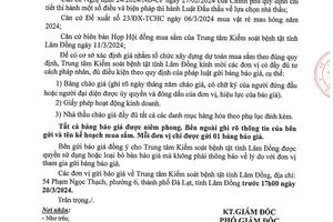 THông báo gửi báo giá Gói thầu mua vật rẻ mau hỏng năm 2024