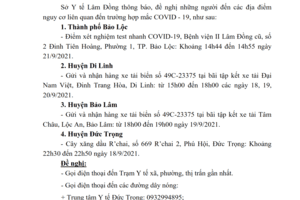 THÔNG BÁO KHẨN SỐ 49 về việc tìm người có mặt tại các địa điểm nguy cơ liên quan đến trường hợp mắc COVID-19