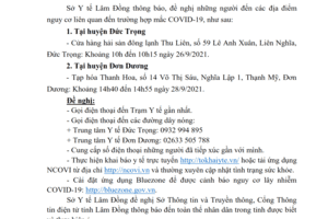 THÔNG BÁO KHẨN SỐ 51 về việc tìm người có mặt tại các địa điểm nguy cơ liên quan đến trường hợp mắc COVID-19