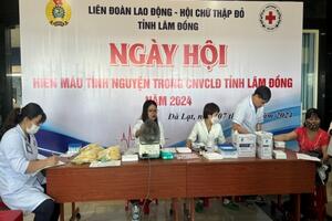 NGÀY HỘI HIẾN MÁU TÌNH NGUYỆN TRONG CÔNG NHÂN, VIÊN CHỨC, LAO ĐỘNG TỈNH LÂM ĐỒNG NĂM 2024