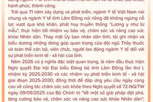 Thư chúc mừng của Chủ tịch UBND tỉnh Lâm Đồng nhân Kỷ niệm Ngày Thầy thuốc Việt Nam