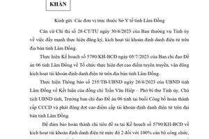 TRIỂN KHAI KẾ HOẠCH TỔ CHỨC THỰC HIỆN ĐỢT CAO ĐIỂM TUYÊN TRUYỀN, VẬN ĐỘNG KÍCH HOẠT TÀI KHOẢN ĐỊNH DANH ĐIỆN TỬ TRÊN ĐỊA BÀN TỈNH LÂM ĐỒNG