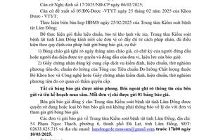 Thông báo gửi bảng chào giá gói thầu hiệu chuẩn, bảo trì kho lạnh vắc xin