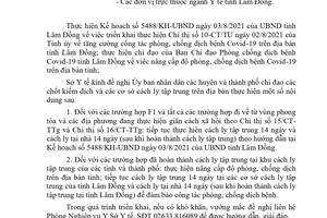 Tiếp tục thực hiện cách ly tập trung đối với các trường hợp hoàn thành cách ly tại các khu cách ly tập trung của  các tỉnh, thành phố