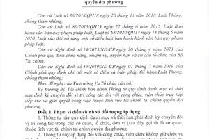 THÔNG TƯ QUY ĐỊNH DANH MỤC VÀ THỜI HẠN ĐỊNH KỲ CHUYỂN ĐỔI VÍ TRỊ CÔNG TÁC ĐỐI VỚI CÔNG CHỨC, VIÊN CHỨC KHÔNG GIỮ CHỨC VỤ LÃNH ĐẠO, QUẢN LÝ TRỰC TIẾP TIẾP XÚC VÀ GIẢI QUYẾT CÔNG VIỆC THUỘC LĨNH VỰC TÀI CHÍNH TẠI CHÍNH QUYỀN ĐỊA PHƯƠNG