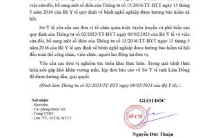 Công văn số 314/SYT-TCCB ngày 10/2/2023 của Sở Y tế Lâm Đồng về việc tuyên truyền, phổ biến Thông tư 02/2023/TT-BYT ngày 09/02/2023