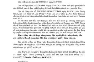 Thông báo Gia hạn thời gian gửi hồ sơ chào giá Gói thầu tham gia chương trình ngoại kiểm xét nghiệm huyết thanh học chẩn đoán sốt xuất huyết Dengue năm 2025