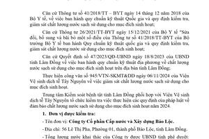 Báo cáo Kết quả ngoại kiểm chất lượng nước sạch sử dụng cho mục đích sinh hoạt tại Công ty Cổ phần Cấp nước và Xây dựng Bảo Lộc năm 2024