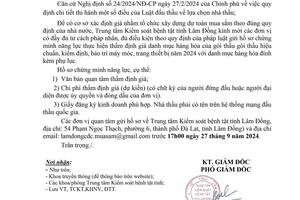 Gửi hồ sơ chứng minh năng lực kinh nghiệm thực hiện thẩm định giá danh mục gói thầu hiệu chuẩn, kiểm định, bảo trì máy móc, trang thiết bị năm 2024