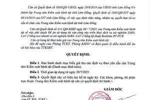 QUYẾT ĐỊNH V/v Ban hành danh mục giá xét nghiệm SARS-CoV-2 bằng test nhanh và xét nghiệm SARS-CoV-2 bằng kỹ thuật Realtime RT-PCR theo yêu cầu tại Trung tâm Kiểm soát bệnh tật