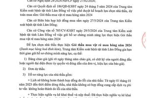 Thông báo gia hạn thời gian gửi hồ sơ chứng minh năng lực thực hiện Gói thầu mua vật rẻ mau hỏng năm 2024