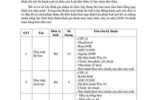 THÔNG BÁO GỬI HỒ SƠ CHỨNG MINH NĂNG LỰC KINH NGHIỆM THỰC HIỆN THẨM ĐỊNH GIÁ DANH MỤC MÁY TÍNH, MÁY IN NĂM 2024
