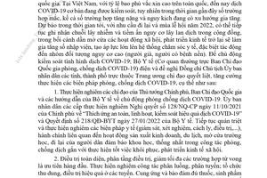 Công điện về tiếp tục triển khai quyết liệt các biện pháp phòng, chống dịch COVID-19