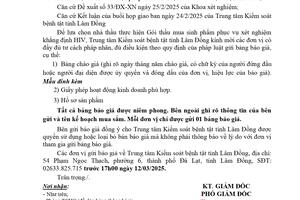 Thông báo Gửi hồ sơ chào giá Gói thầu mua sinh phẩm phục vụ xét nghiệm khẳng định HIV
