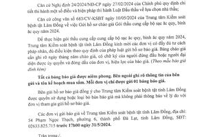 THÔNG BÁO GỬI HỒ SƠ CHÀO GIÁ GÓI THẦU CUNG CẤP BỘ SẠC ĂC QUY, BÌNH ĂC QUY NĂM 2024