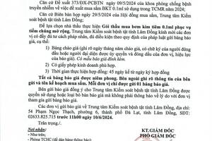 THÔNG BÁO GỬI HỒ SƠ CHÀO GIÁ GÓI THẦU MUA BƠM KIM TIÊM 0.1ML PHỤC VỤ TIÊM CHỦNG MỞ RỘNG (LẦN 2)