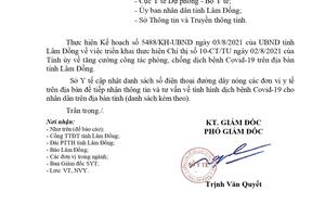 CẬP NHẬT SỐ ĐIỆN THOẠI ĐƯỜNG DÂY NÓNG CÁC ĐƠN VỊ Y TẾ TRÊN ĐỊA BÀN VỀ PHÒNG, CHỐNG DỊCH COVID - 19