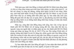 HỖ TRỢ, TẠO ĐIỀU KIỆN THUẬN LỢI CHO CÁC ĐỐI TƯỢNG ƯU TIÊN LÀ CÔNG DÂN TỈNH LÂM ĐỒNG ĐANG CƯ TRÚ TẠI TP. HỒ CHÍ MINH TRỞ VỀ LÂM ĐỒNG
