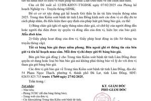 THÔNG BÁO GỬI HỒ SƠ CHÀO GIÁ GÓI THẦU IN ẤN TÀI LIỆU TRUYỀN THÔNG NĂM 2025