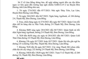 THÔNG BÁO KHẨN SỐ 9 (23h50 ngày 7/7/2021) V/v tìm người có mặt tại các địa điểm nguy cơ liên quan đến 03 trường hợp nghi nhiễm SARS-CoV-2