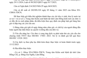 Thông báo Gửi bảng chào giá và hồ sơ năng  lực thực hiện gói thầu thử nghiệm thành  thạo các chỉ tiêu vi sinh, hóa lý nước tại  cơ sở 1 và cơ sở 2
