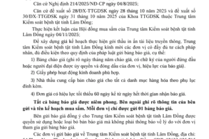 Thông báo Gửi bảng chào giá gói thầu in ấn tài liệu  truyền thông