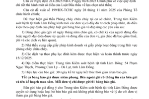 Thông báo Gửi bảng chào giá gói thầu Phòng  cháy chữa cháy tại cơ sở chính