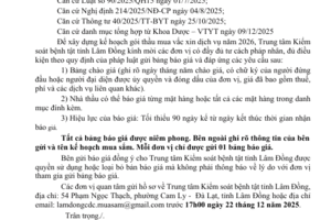Thông báo Gửi bảng chào giá gói thầu vắc xin dịch vụ năm 2026