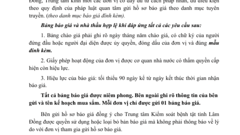 Gửi hồ sơ chào giá Gói thầu Tuyên  truyền trên Báo và phát thanh truyền hình  năm 2026