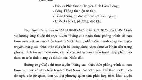 Tuyên truyền hưởng ứng Cuộc thi trực  tuyến "Nâng cao nhận thức phòng tránh  tai nạn bom mìn vật nổ sau chiến tranh ở  Việt Nam"