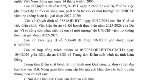 Gửi báo giá giải khát giữa giờ cho  buổi truyền thông về tiêm chủng